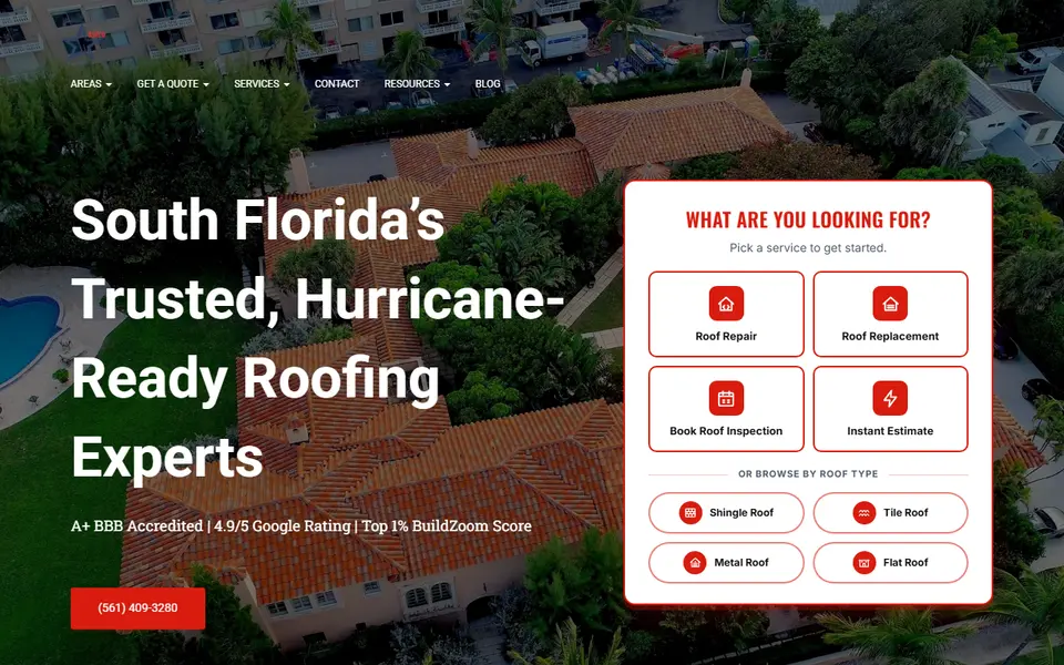 Aastro Roofing homepage screenshot