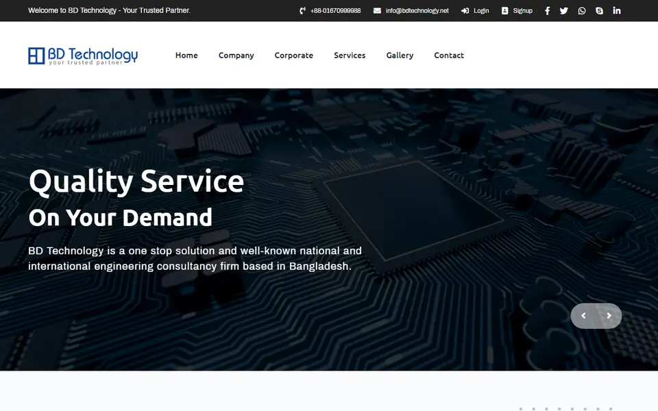 BD Technology homepage screenshot