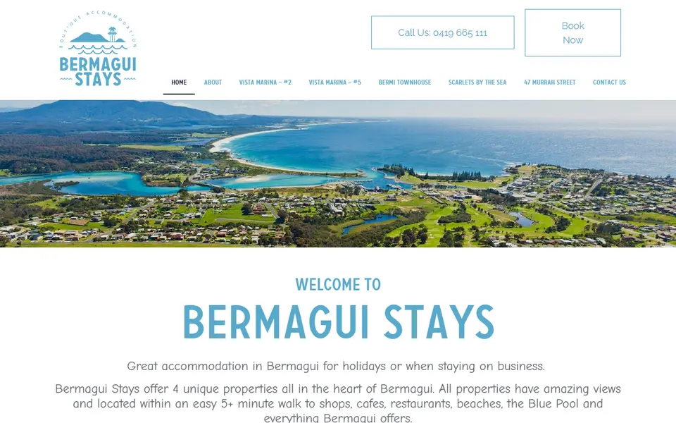Bermagui Stays homepage screenshot