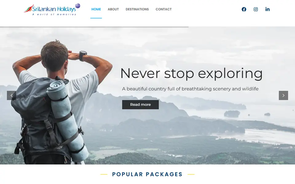 SriLankan Holidays Bangladesh homepage screenshot